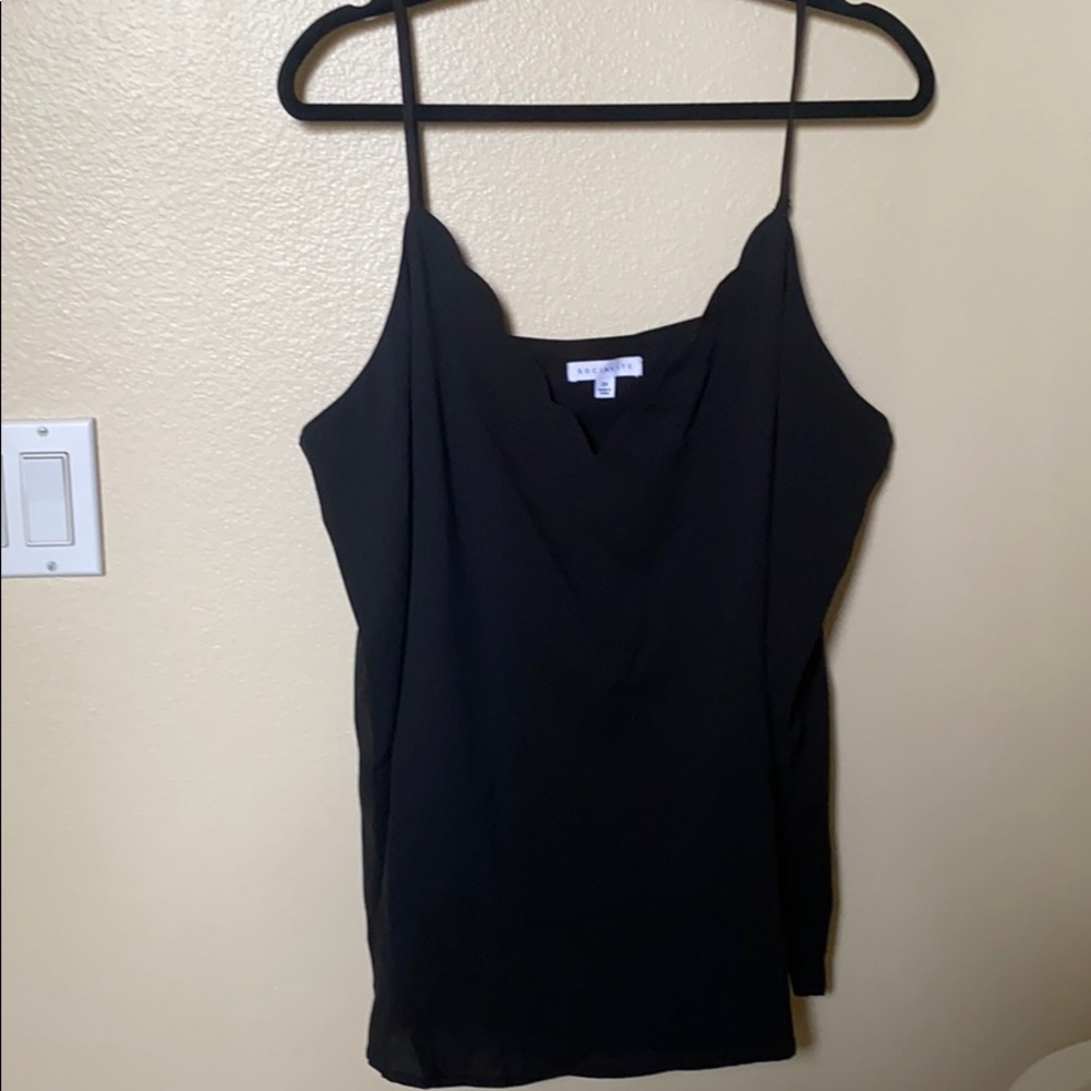 New Socialite Black Camisole with Scalloped Neck